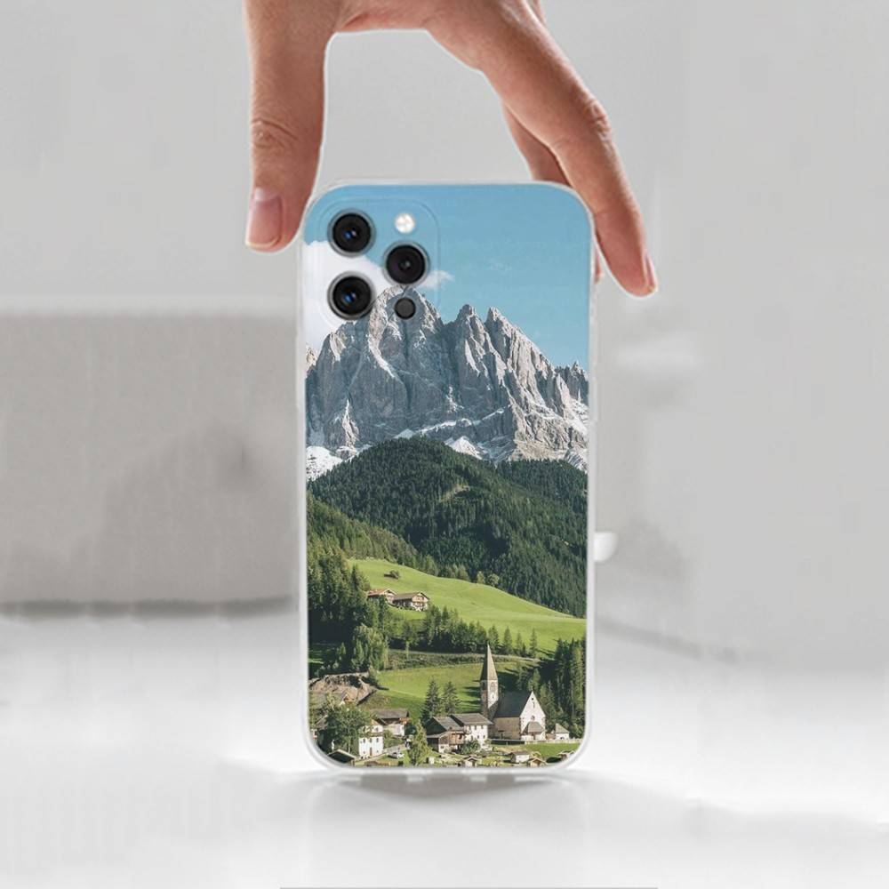 Travel Mountain  For iPhone 12,Mini,16,X,17,Plus,11,Max,13,XR,15,Pro,14,SE,XS,Transparent Soft Cover Case