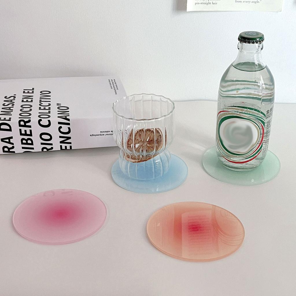 1PCS Gradient Color Drink Cup Coasters for Acrylic Round Heat Insulation Coffee Mugs Pad Kitchen Tableware