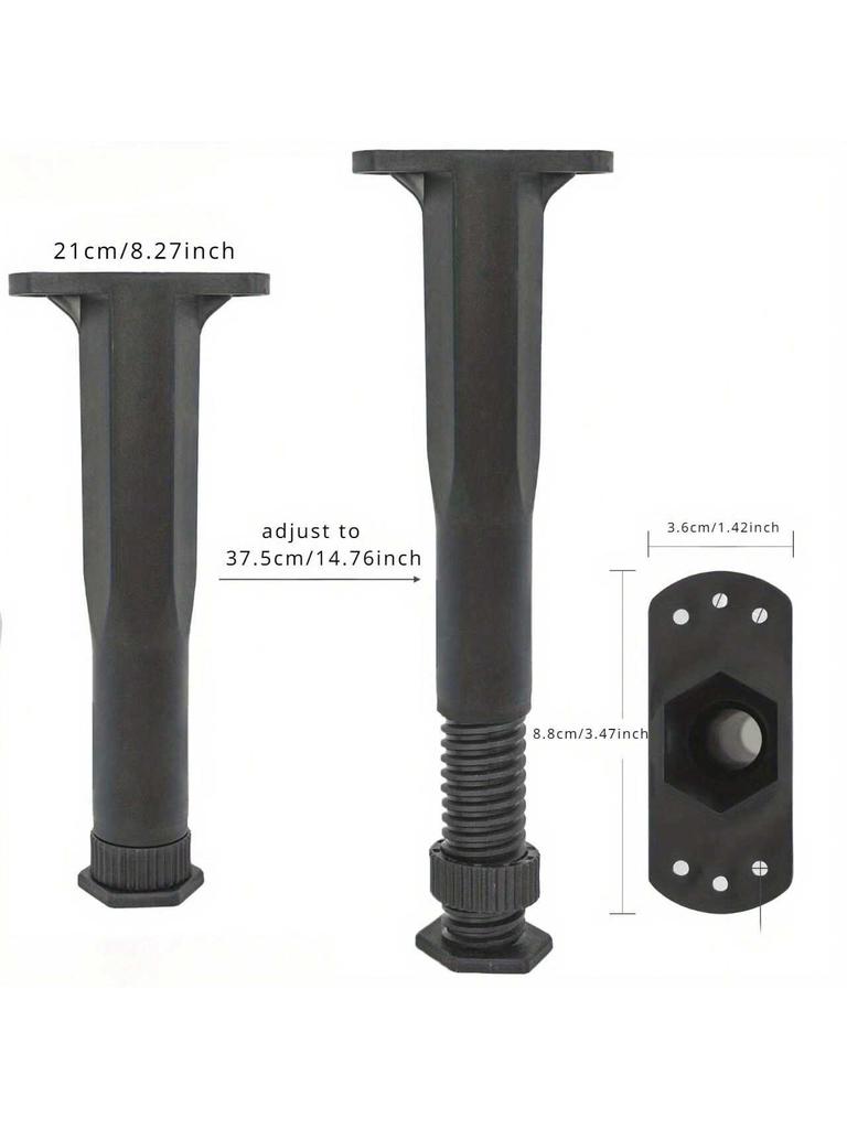 4pcs Adjustable Height Center Bed Support Legs Furniture Legs for Drop Shelves, Frames, Slats and Risers
