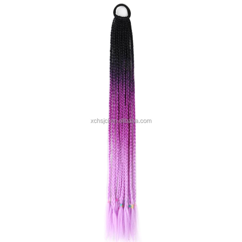 Ponytail With Hair Rubber Bands Long Box Crochet Synthetic Hair Piece Ombre Braiding Hair Extensions Braid