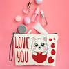 Valentine's Day Set 16pcs Girly Pink Makeup Tool Set Makeup Wash Bag Brush Set Flannelette Skin Care Bow Headband - Suitable for Everyday Use