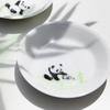 Okura Porcelain Panda Family - Auspicious Story - 11cm Small Plate #1 "Watering Bamboo Shoots" Microwave and Dishwasher Safe Made in Japan 15GS/C310-3