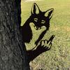 Peeping Animal Sign Metal Middle Finger Squirrel Sign Outdoor Flipping Off Deer Yard Art Decoration Rustic Animal Wall Art Ornament