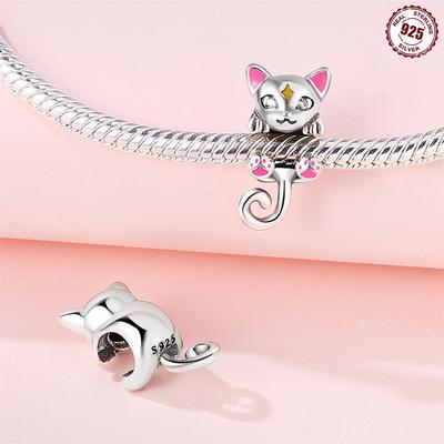 Beads 9 Sterling Silver Cat Beaded Diy Handmade Bracelet Necklace Jewelry Design