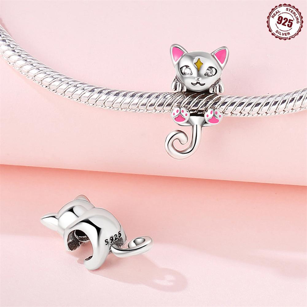 Beads 9 Sterling Silver Cat Beaded Diy Handmade Bracelet Necklace Jewelry Design