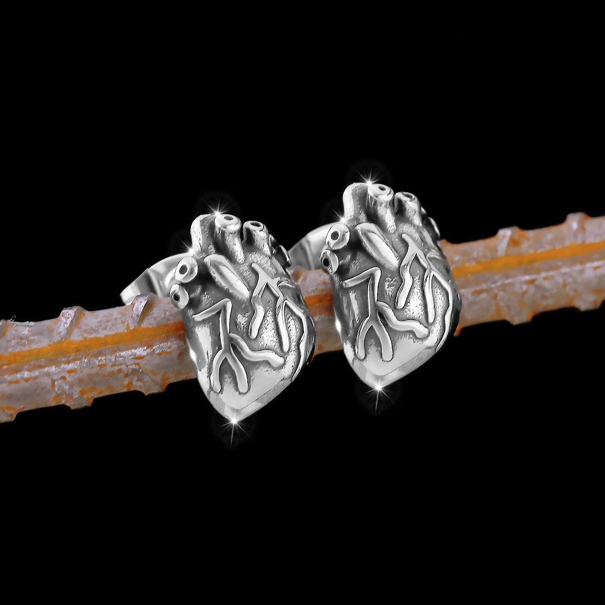 Men s Odin earrings in stainless steel, heart-shaped, Nordic style, a perfect gift for teenagers.