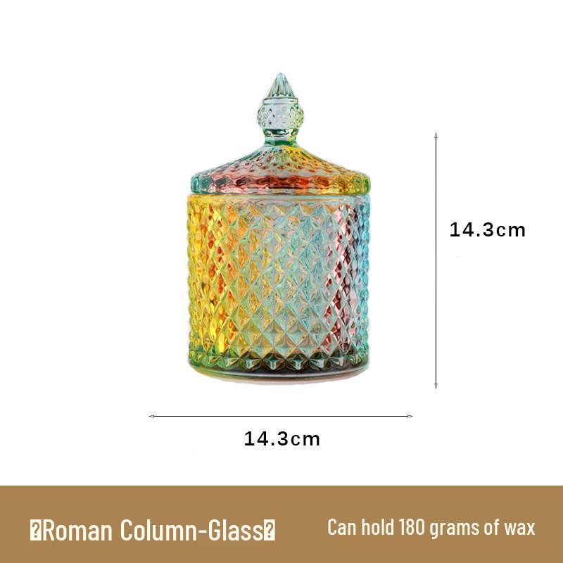 Mongolian Yurt Glass Candle Cup with Lid – DIY Scented Soy Wax Container Candlestick