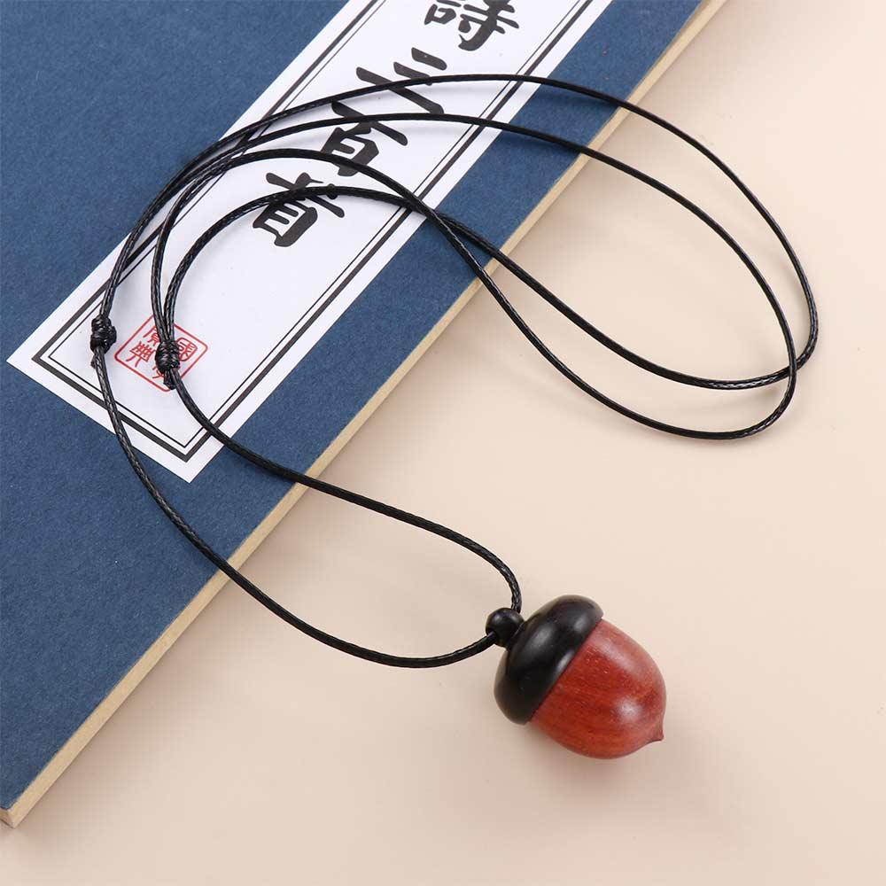 Acorn Rope Chain Wood Pendant Female Necklace Braided Rope Gawu Box Long Necklace Ebony Necklace