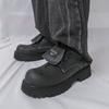Męskie buty retro na grubej platformie, buty motocyklowe z dużą główką, wysokie buty, plus size