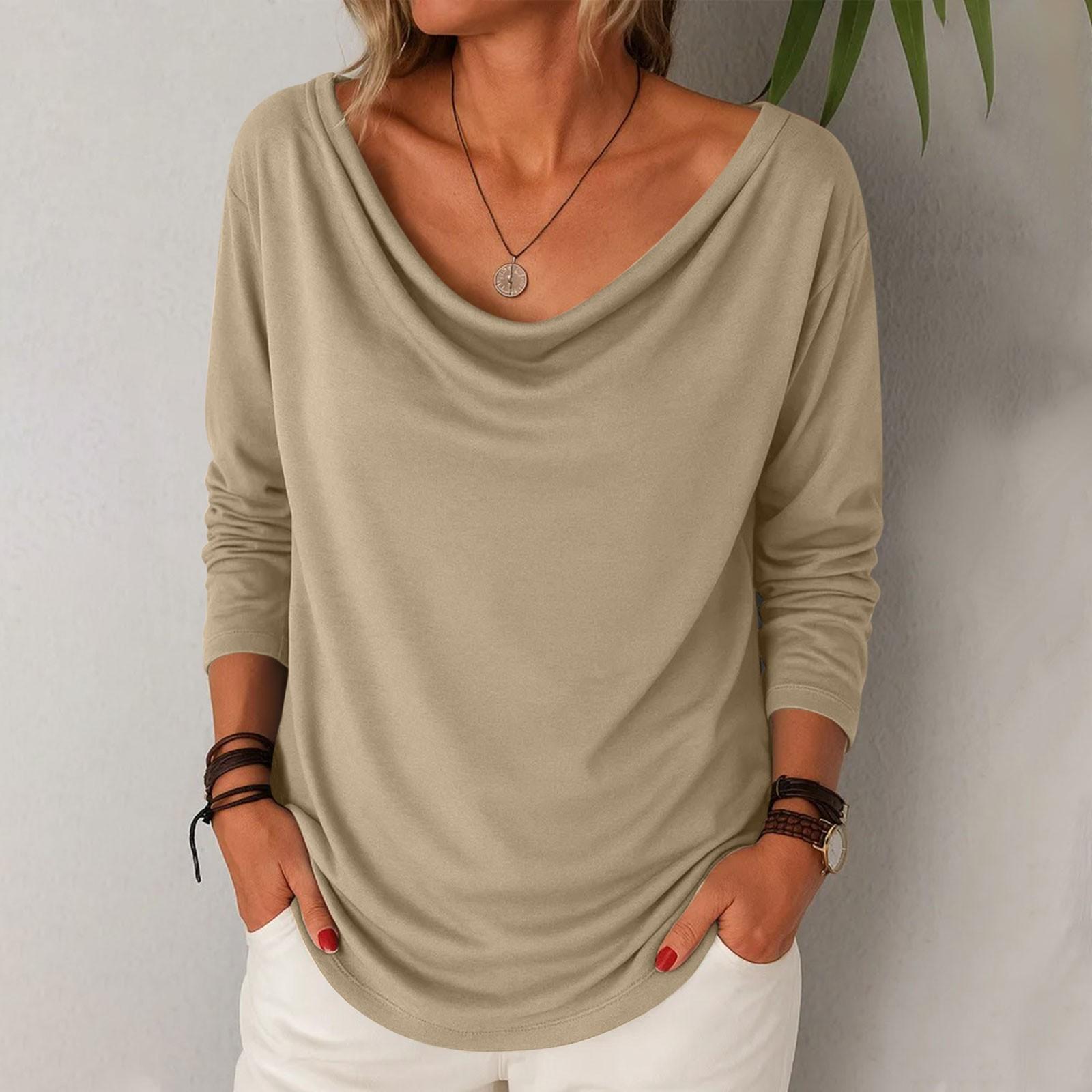 

Womens Long Sleeve Shirts Tunic Tops Oversized Tshirts Loose Fit Fall Fashion Tops Clothes L хакі