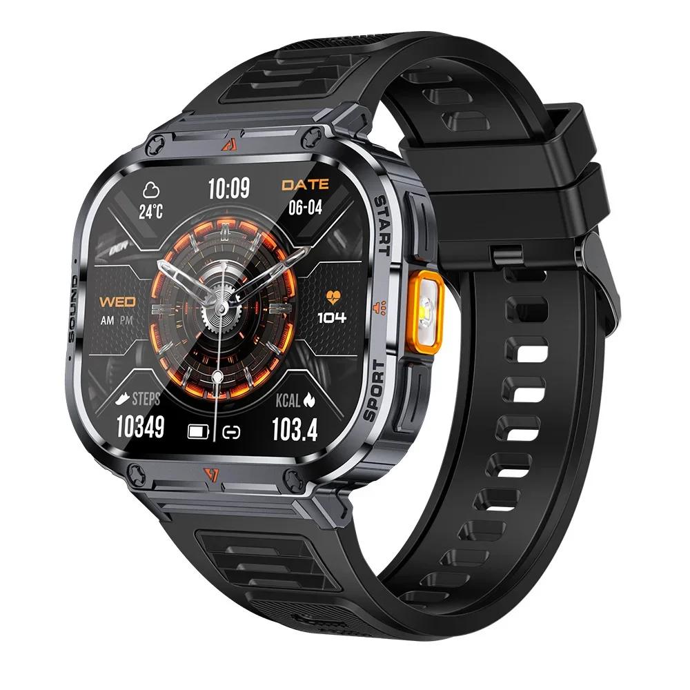 

New Smart Watch Men LED Light Flashlight BT Call Music Player Sport Fitness Bracelet Calories Ultra Large Screen Smartwatch чёрный