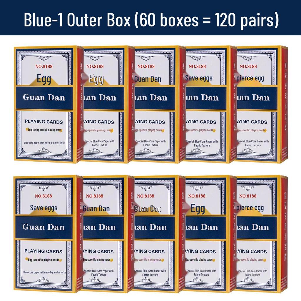 Guan Dan Premium Poker Playing Cards - Thickened, Hardened with High-End Linen Finish, Blue Core Paper, Full Case of 100 Decks.