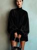 Temperament autumn clothing new loose lantern long-sleeved women's semi-turtleneck dress,