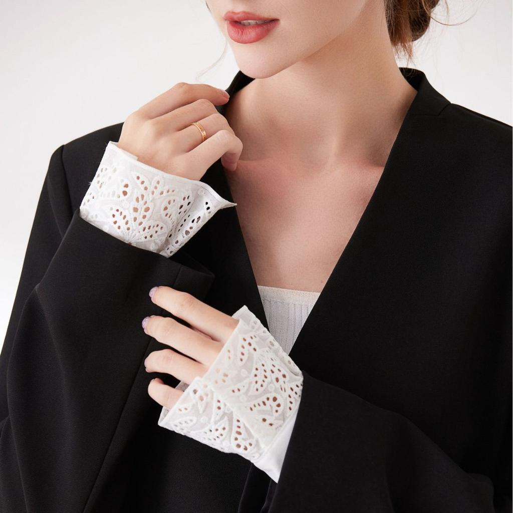 Blonde Mansjetter Dekorative Ermer for Kvinner Avtakbare Falske Ermer Mansjettforlengelse Trendy Falske Mansjetter Volanger Armbånd Hånd