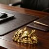 Brass Turtle Figurine On Coins for Wealth And Blessings Polished Metal Tortoise Ornament for Home Office Desk Decor