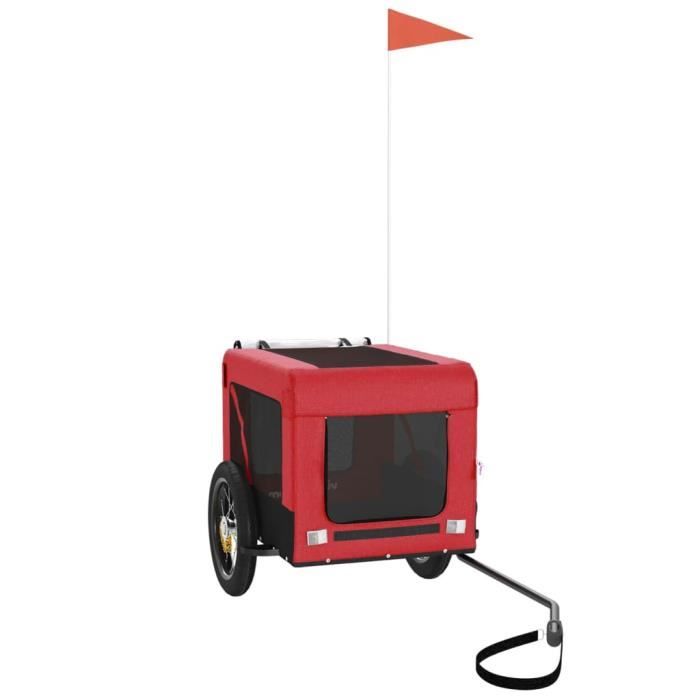 VidaXL Remorque de vélo pour chien rouge et noir tissu oxford et fer 93908