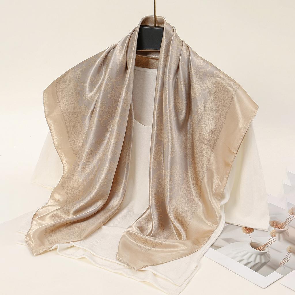90*90Cm Printed Square Scarf Women Silk Feeling Satin Wraps Line Foulard Headband Luxury Designers Scarf Silk Bandana Hair Wrap