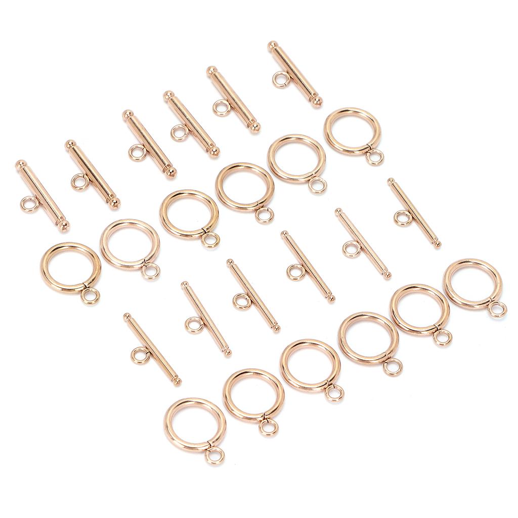 Okrągłe zapięcia przełączane ze stali nierdzewnej Zapięcia T-bar do naszyjnika DIY Biżuteria Różowe złoto
