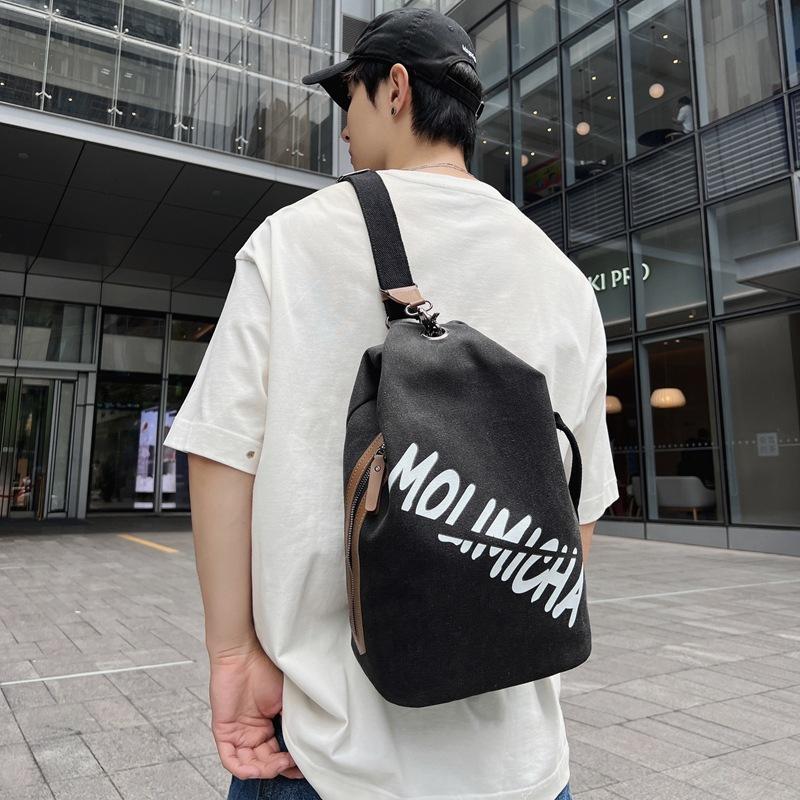 New breast bag men's personality trendy cool shoulder bag outdoor casual canvas small satchel retro versatile men's messenger bag