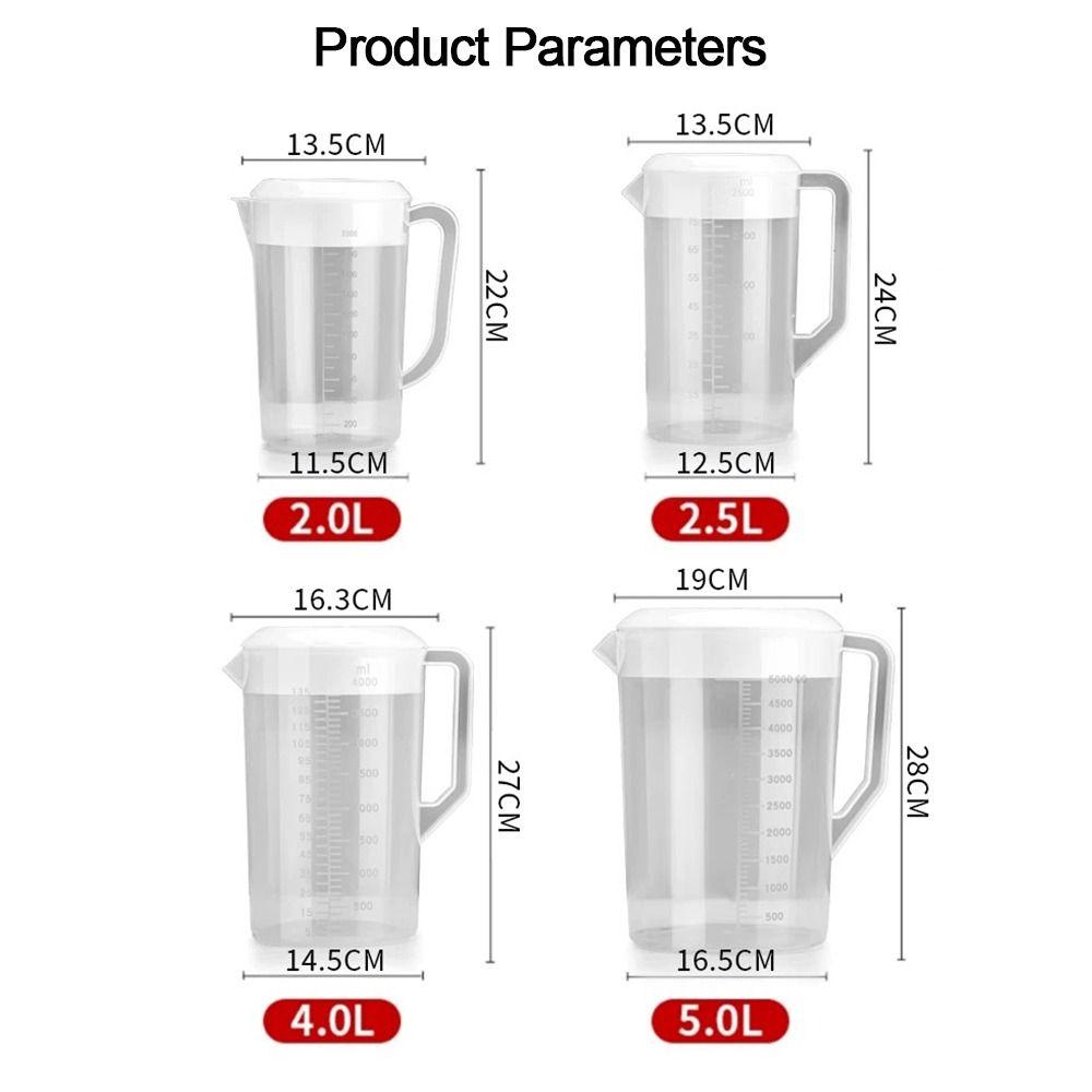 Plastic Container Transparent Water Bottle Graduated Large Capacity Water Pitcher Jug Plastic Pour Measuring Cup Juice