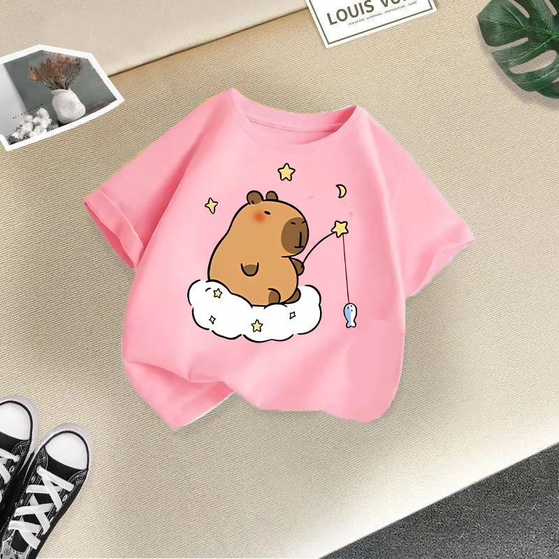 Children's Casual Short-sleeved T-shirt, Summer Boys' And Girls' Cute Capri Blouse