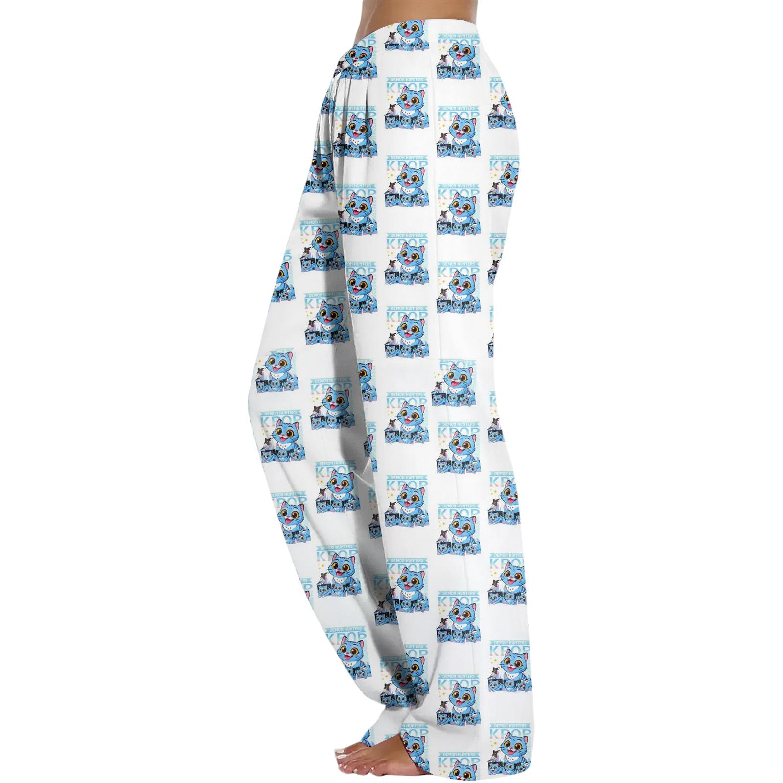 

Женские модные свободные брюки с забавным принтом в стиле casual спортивные брюки повседневные брюки L