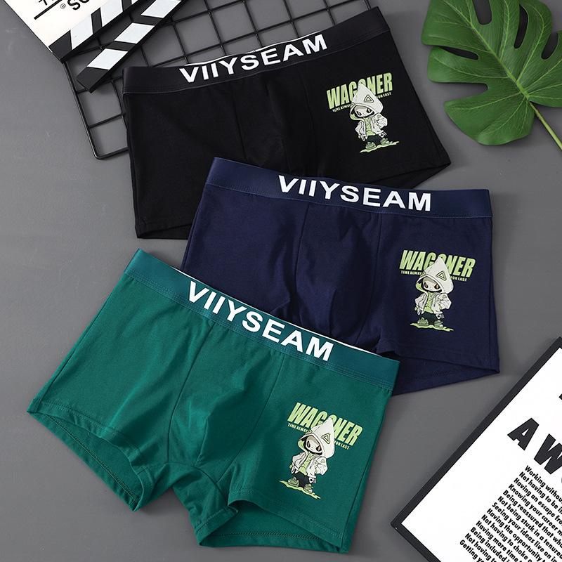 Calzoncillos bóxer de algodón para hombre, ropa interior cómoda de cintura media con estampado de dibujos animados, pantalones cortos, bragas sexys de moda