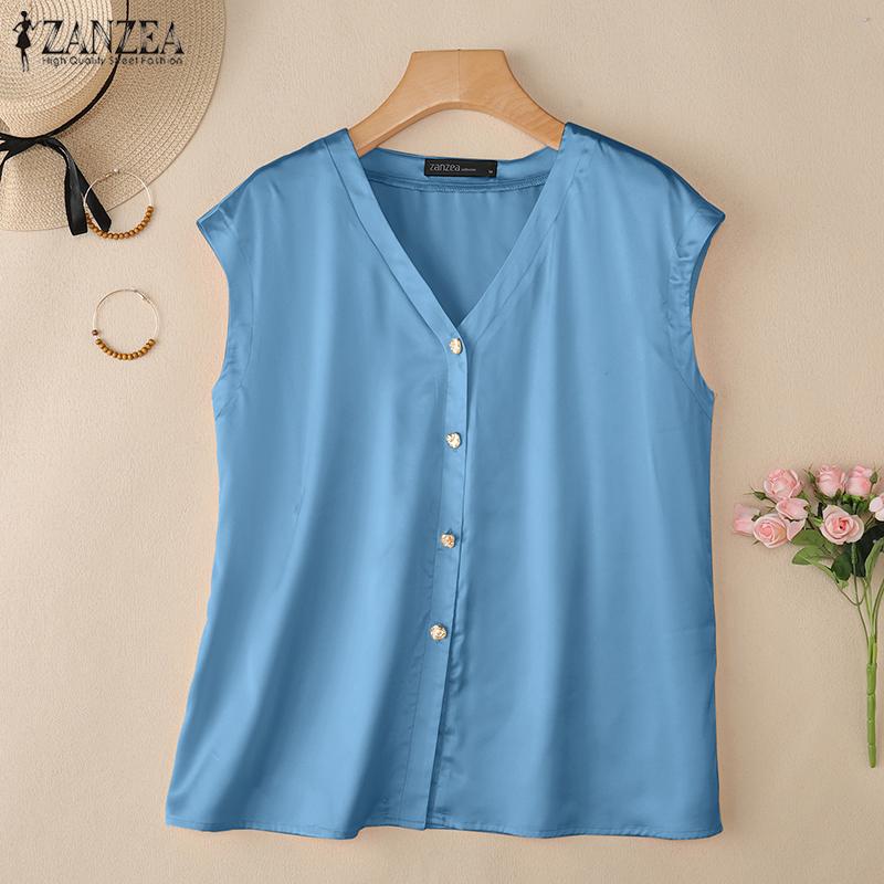 ZANZEA Women Summer V-Neck Sleeveless Loose Casual Tank Tops