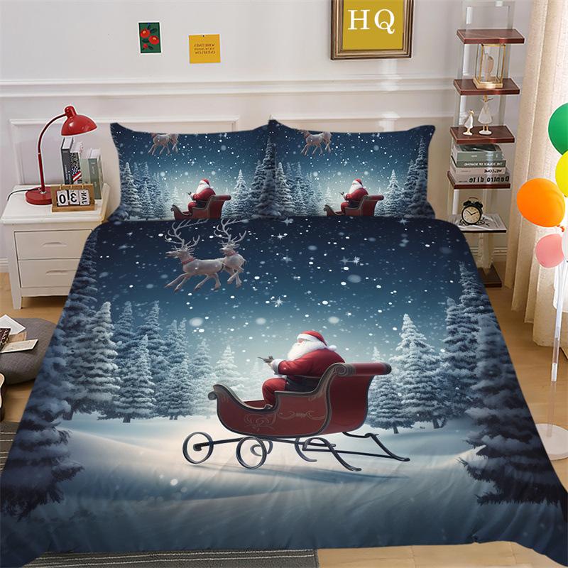 

Рождественская снежная сцена 3D-принт полиэстеровая наволочка пододеяльник набор из двух или трех предметов в наличии EU Single 135*200