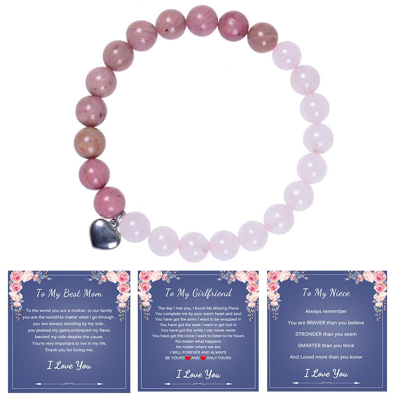 

JYL TS Bracelet Mother s Day Heart Pendant Beaded Honors Love & Fertility Style 1 (with card) пурпурное сердце