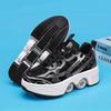 Automatic Retractable 4-Wheel Roller Skates Women's High Sneakers Shoes With Wheels Girls' Dual-Purpose Skating Sports Shoes