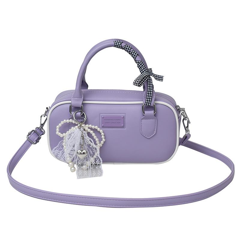 2025 spring and summer new simple and sweet style portable bowling bag casual versatile foreign style advanced sense messenger bag women