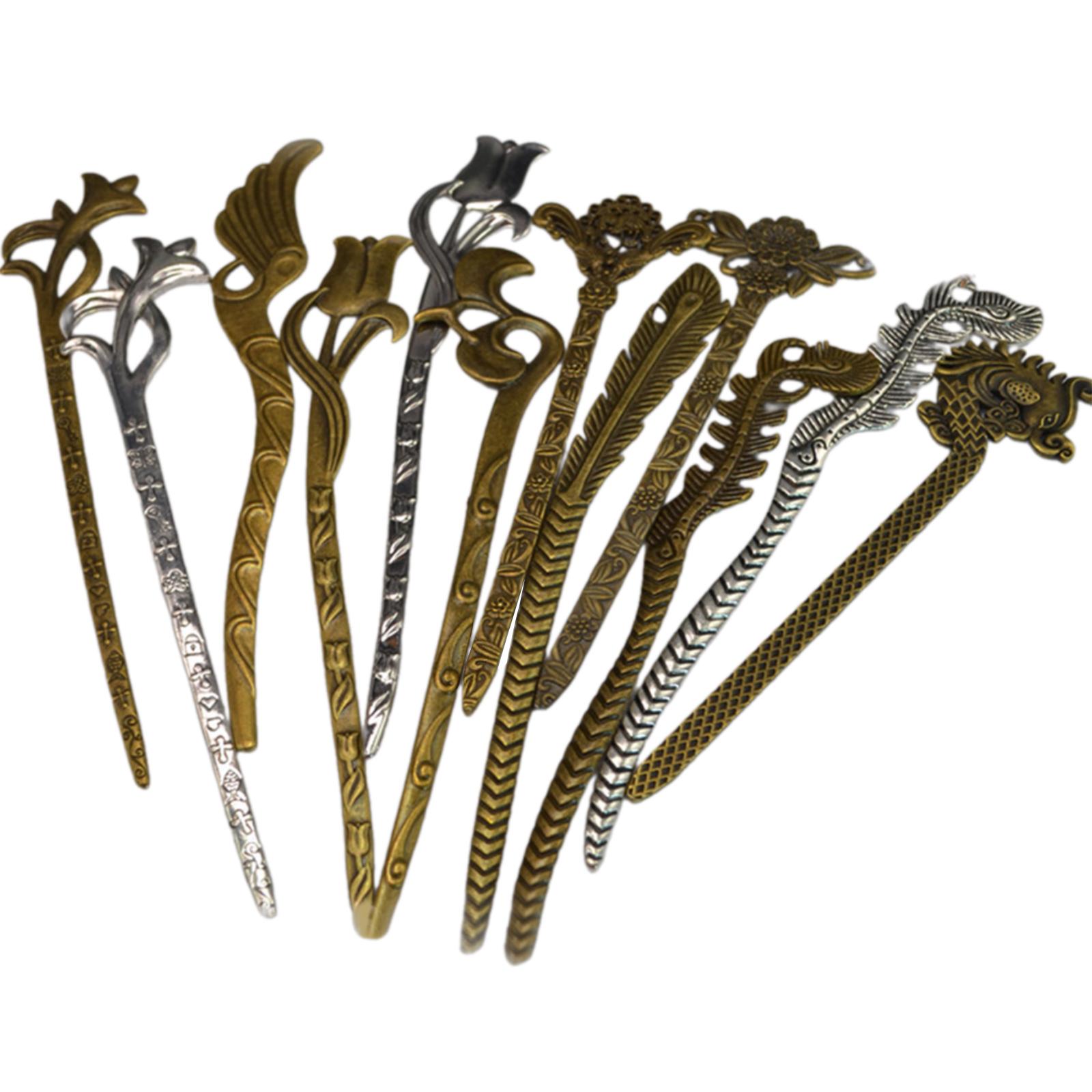 

12pcs Antique Brass Hairpin for Women Girl Electroplate Hair Stick Hair Pin Hair Styling Accessories for Casual Formal 1