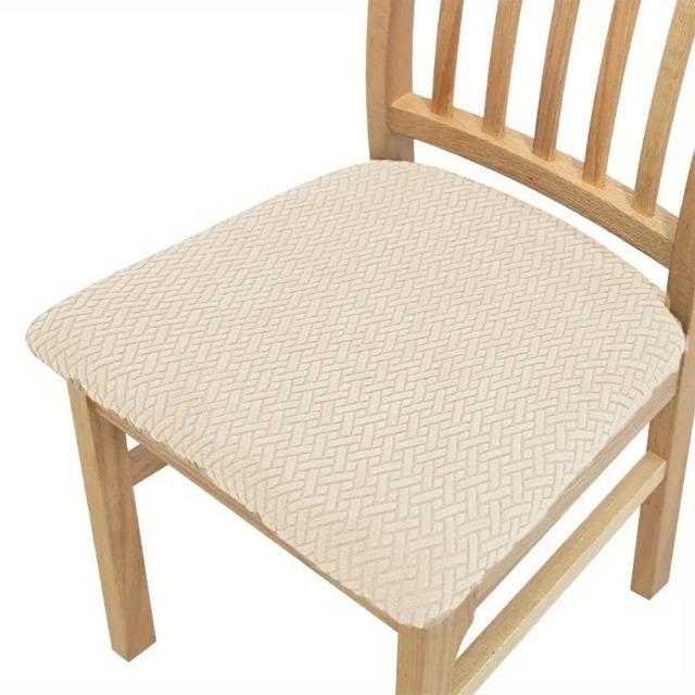Jacquard Chair Cover Dining Room Plain Stretch Chair Seat Slipcover Removable Spandex Seat Cushion Cover Kitchen Restaurant Home