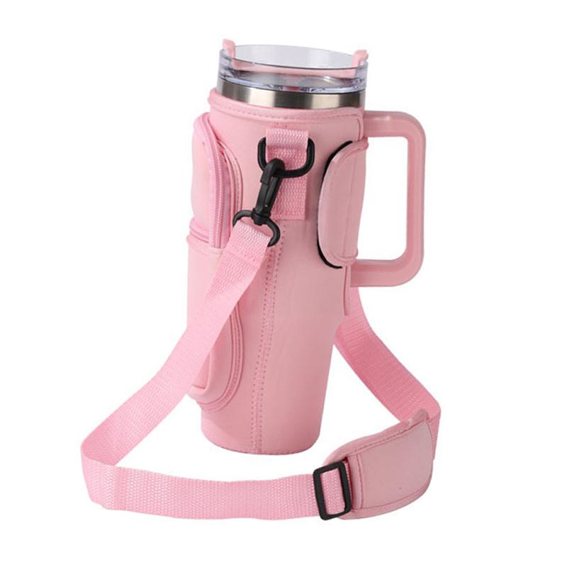 Water Bottle Bag Anti Slip Portable Double Layers Water Bottle Holder with Handle Fit for Stanley 40 Oz Insulated