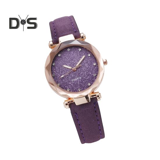 Dam Casual Klocka Strass Rund Urtavla Faux Läderarmband Dam Affär Formell Klänning Kvarts Armbandsur Mode Smycke Tillbehör Födelsedagspresent