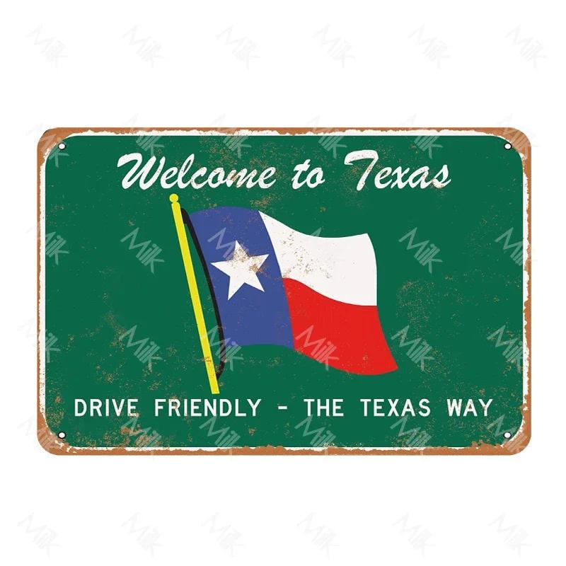God Bless Texas Retro Tin Sign Vintage Texas State Flag Metal Sign Texans Lone Star Wall Decor Shop Mural Bathroom Sign 12x8in