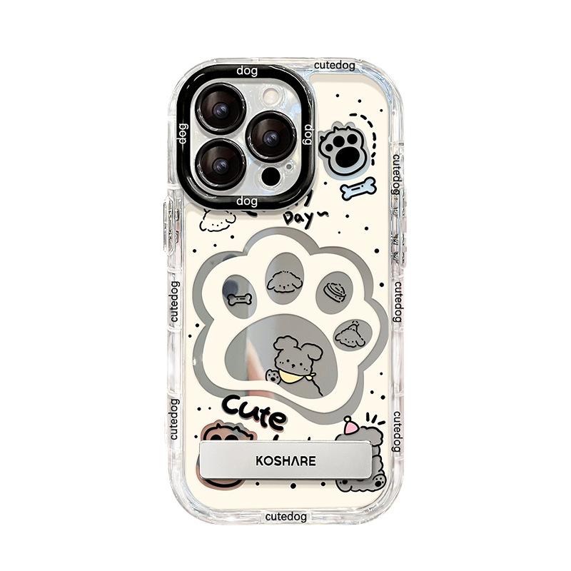 The Cute Puppy Paw Stand Is Suitable for Apple 15 Phone Cases, 14/13PRO, with Fine Hole Mirror Surface and Anti-drop 12/11