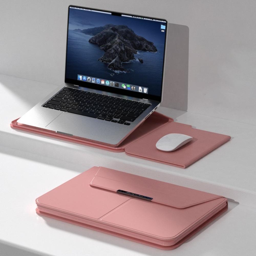 13-14/15-16 Inch Laptop Sleeve Holder Automatic Closing with Stand Carrying Pouch Multifunction Foldable for Macbook Air