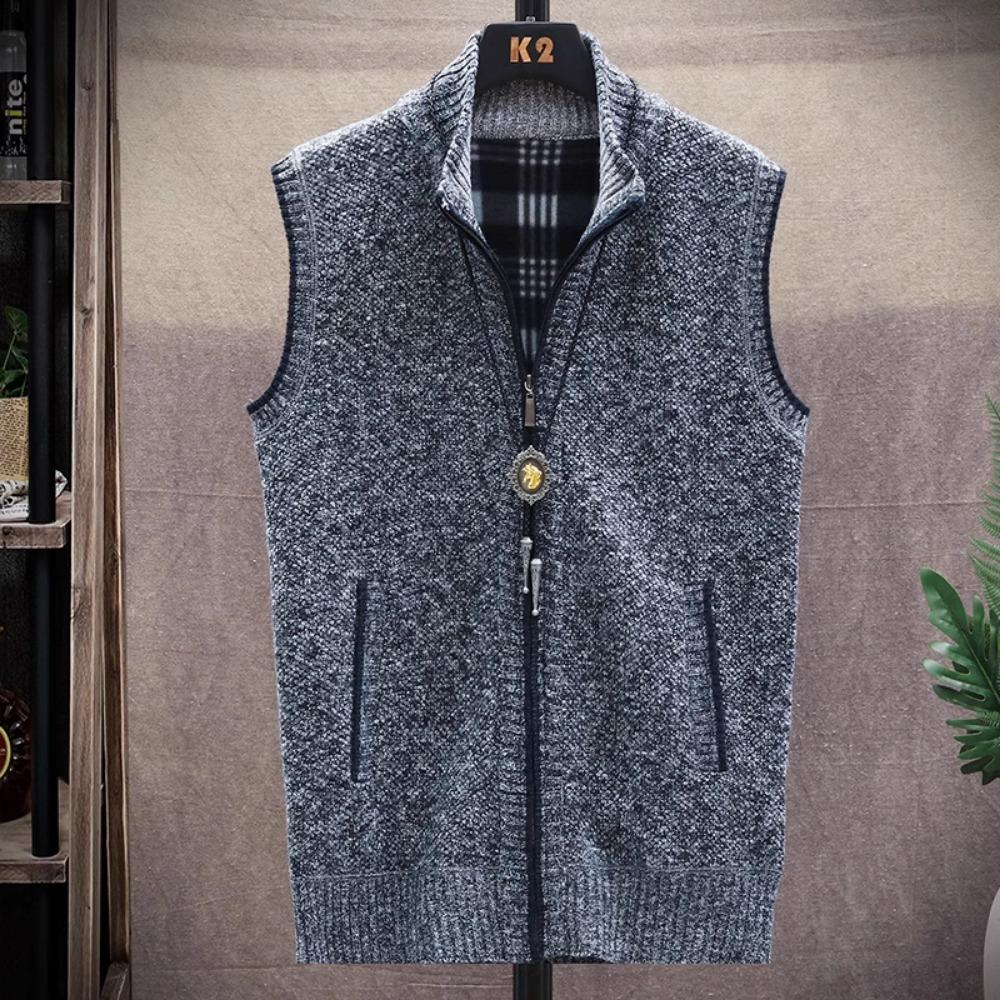 Sweater Cardigan Vest Men's Wear Fall and Winter Knitwear Warm Padded Thickened Jacket Zip Coat Harajuku