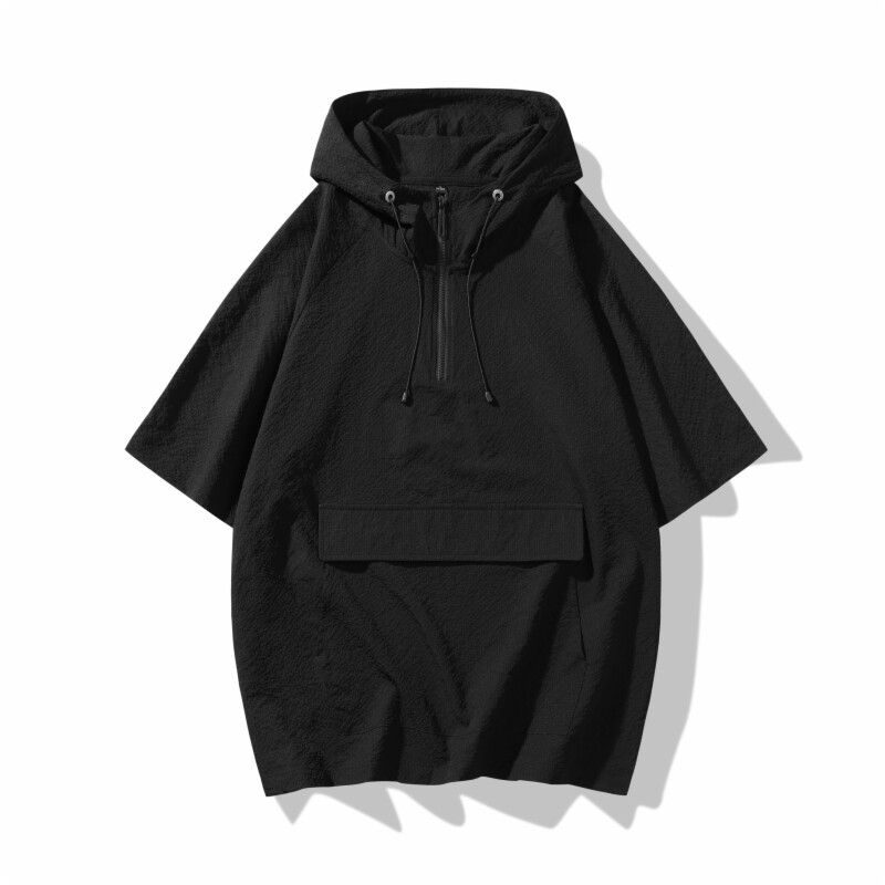 Wassup Thin Short-Sleeved T-Shirt Men's Summer 2025 New Hooded Top Outdoor Sports Casual T-Shirt