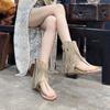 Spot second hair! Herringbone pinch rivets tassel new summer open-toe side zipper inner height increase Roman cool boots women