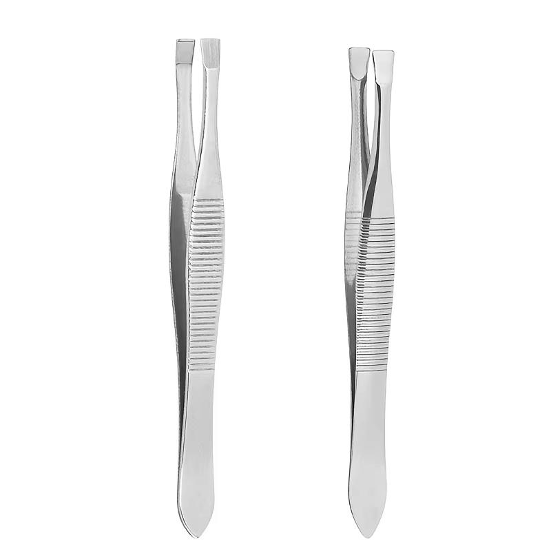 Stainless Steel Convenient Small Tool Eyebrow Pliers Eyebrow Tweezers Professional Eyebrow Hair Removal Tweezer Flat Tip Tools
