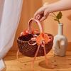 Fashionable Small Wicker Flower Girl Baskets with Pearls Detailing and Ribbon for Wedding Decoration and Candy Storage