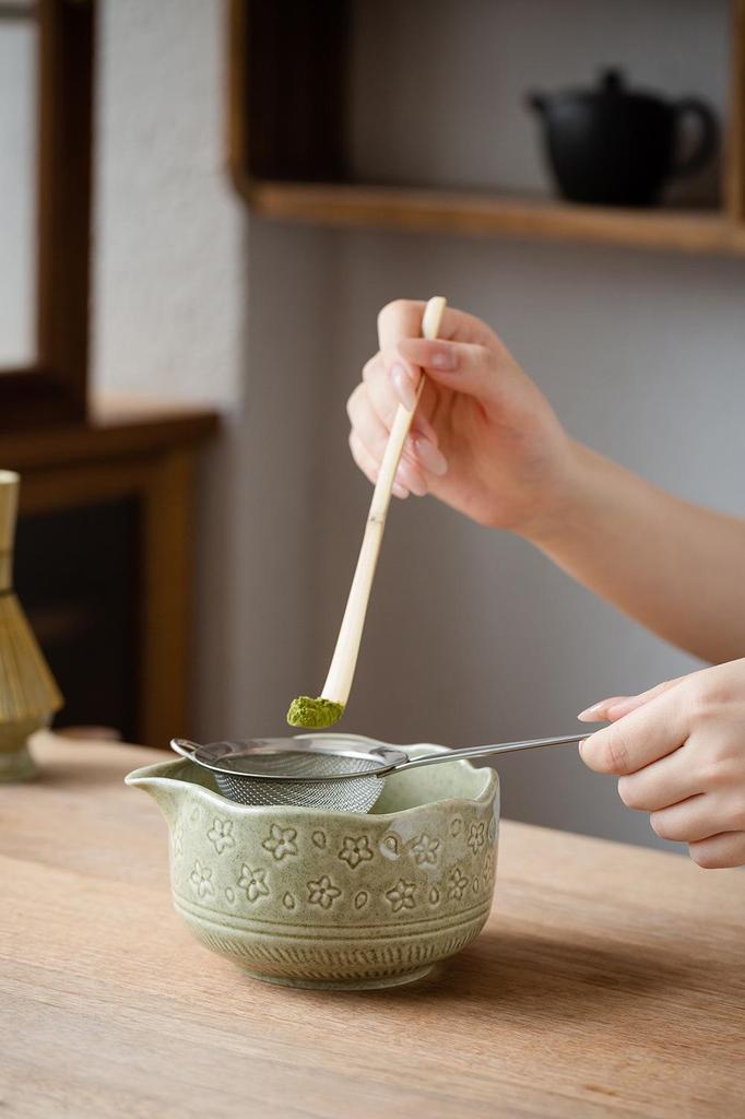 Ceramic Matcha Tea Ceremony Set with Whisk, Chasen Holder, and Brush.