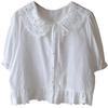 Summer 2025 Korean Style Doll Collar Hollow Jacquard Short Sleeve Women's Shirt