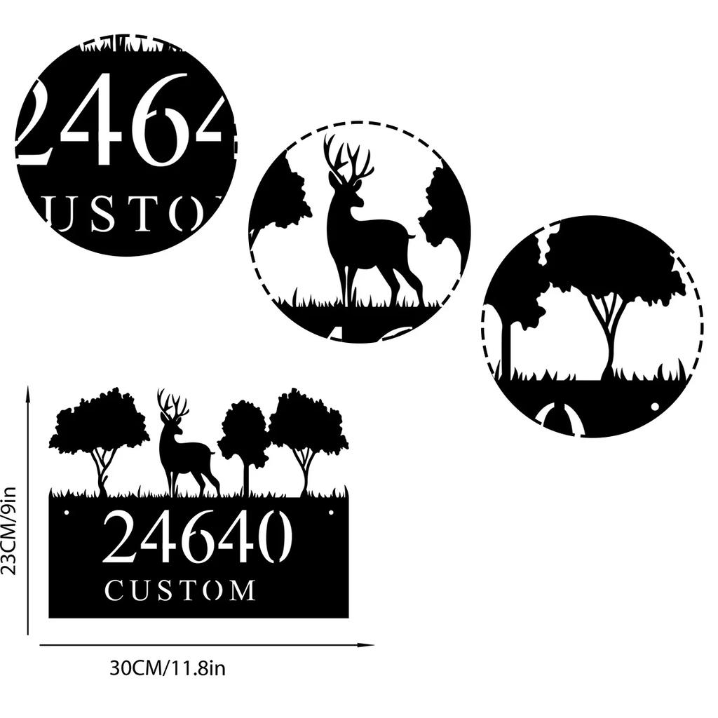 Metal Deer Address Sign Custom Family Name Ranch Yard Decor