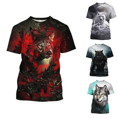 Round Neck Short Sleeve Animal Wolf Pattern T-shirt Men Women 3D Digital Printed Top Casual Couples Punk T Shirts