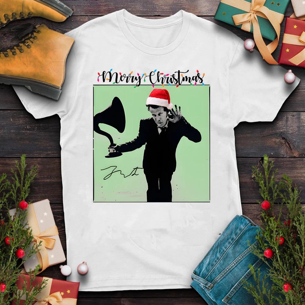 Tom Waits Christmas T Shirt White Size S-4XL Cotton XL