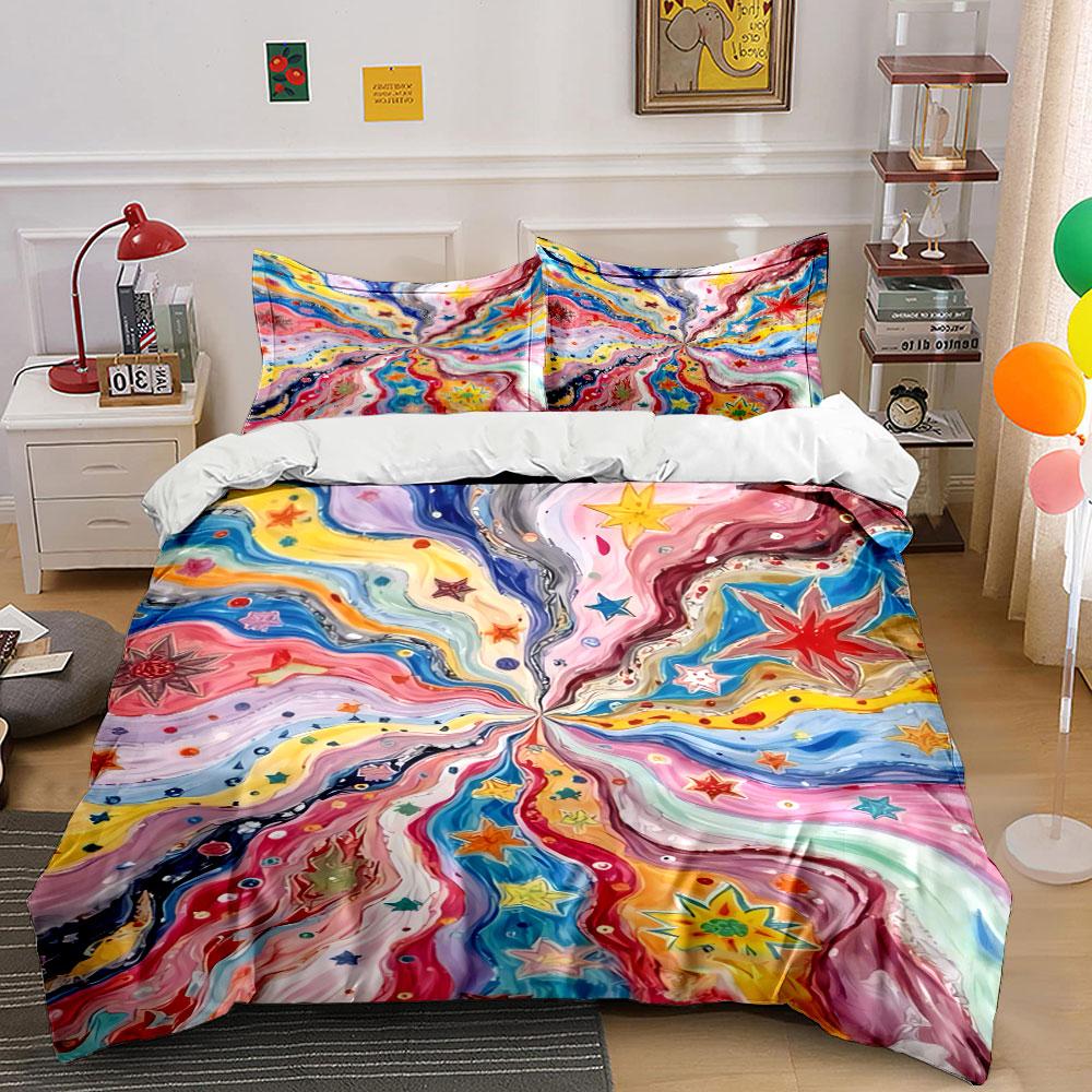 

Colorful swirling stars. Bedding sets Duvet cover sets Duvet covers Pillowcases(1 * Duvet Cover 2 * Pillowcases, without duvet insert) 135x200cm